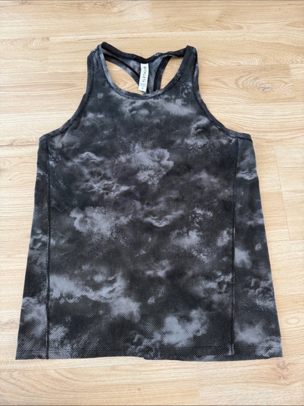 Athleta Black & Gray Tie-Dye Racerback Tank